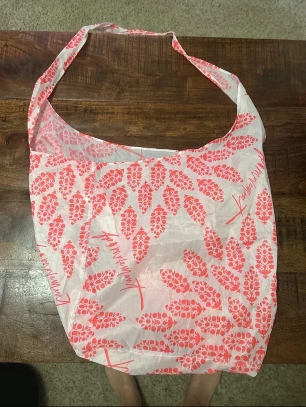 Free People White Tote with Coral Leaf Print